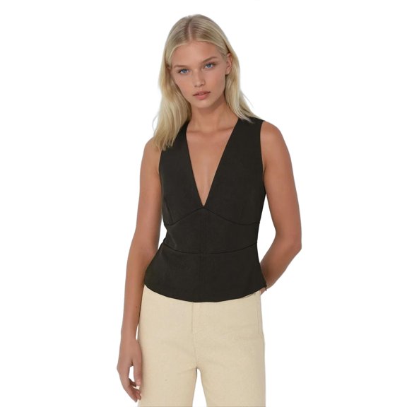 Fitted V-Neck Sleeveless Top