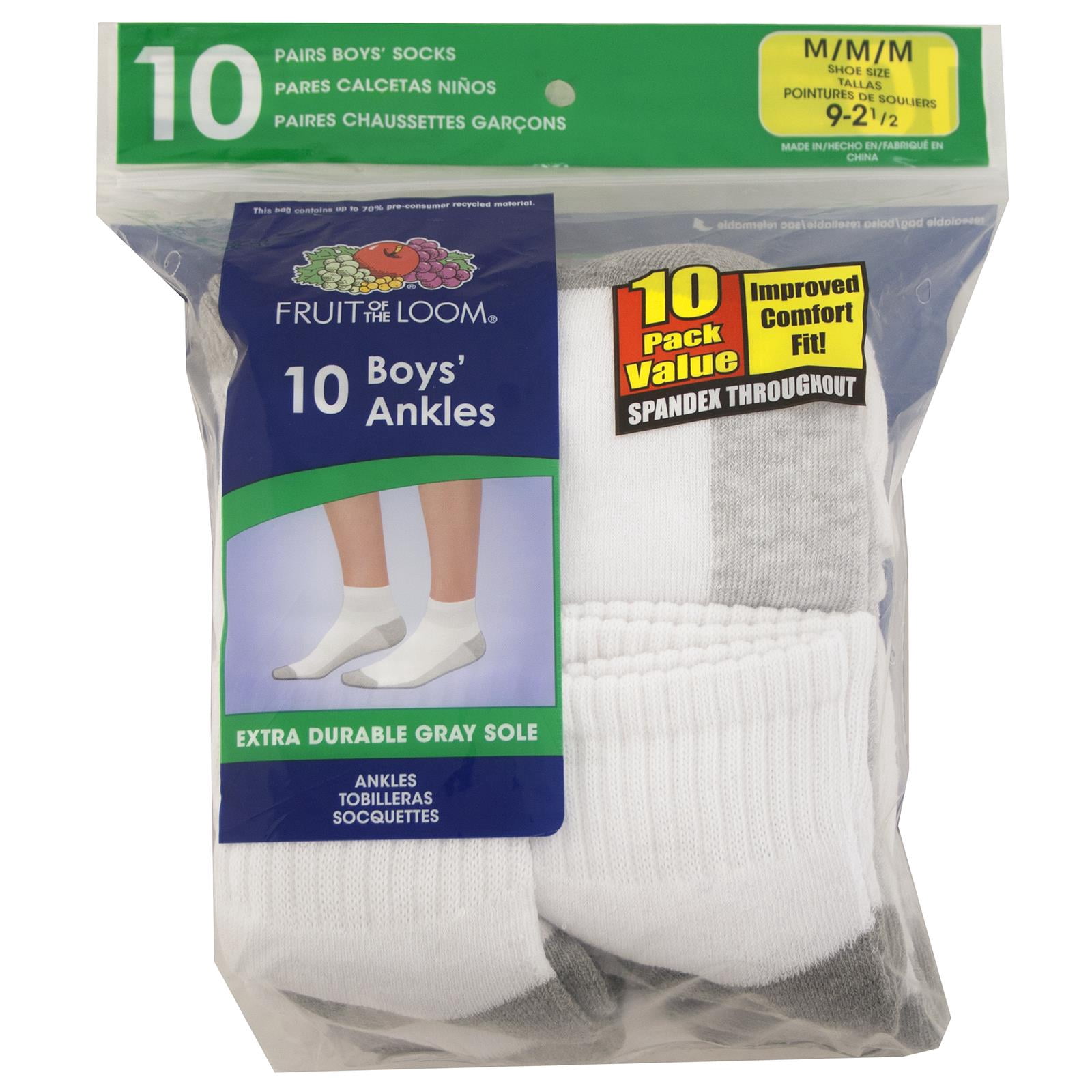 Boys' Ankle Socks, 10-Pack