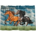 thumbnail image 2 of Running Herds of Horses Half Window Tier Curtains 36 Inch Blackout Thermal Insulating Kitchen Linen Tier Curtains for Kitchen, Bathroom, Cafe Home Decor, 2 of 7