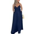 thumbnail image 1 of Innerwin Combinaison Longue Col en V Profond Femmes Combinaisons Vacances Sans Manches Décontracté Pantalon Large Bleu TP, 1 of 2