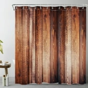 HVEST Western Country Barn Door Shower Curtain Decor, Rustic Brown Wood Farmhouse Style Shower Curtains for Bathroom 69X70 inch Polyester Fabric Bathroom Decoration Bath Curtains Hooks Included