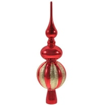 OFFIGAM Spherical Christmas Tree Topper Red Plastic Xmas Treetop Decoration for Holiday Party 9.04X2.63X2.63in