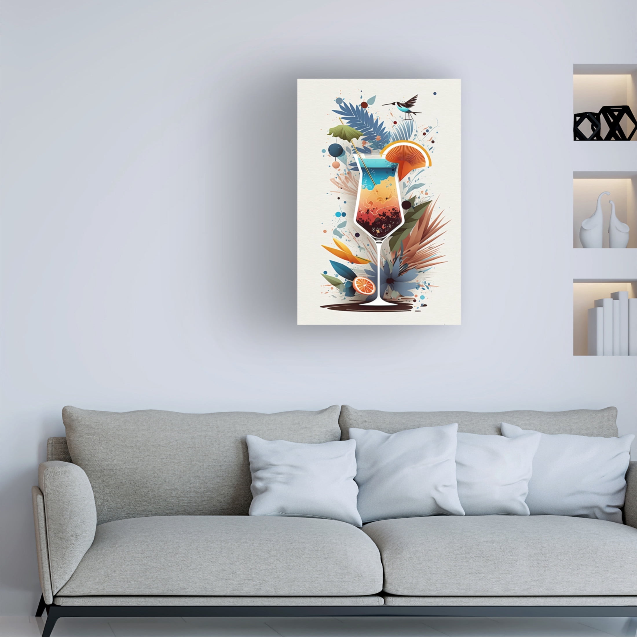 Canvas Wall Art - Ray Heere 'Mid Century Cocktails And Drinks 25' Wall Art for Living Room, Bedroom, or Office Décor by Trademark Fine Art - 12 x 19 Inches