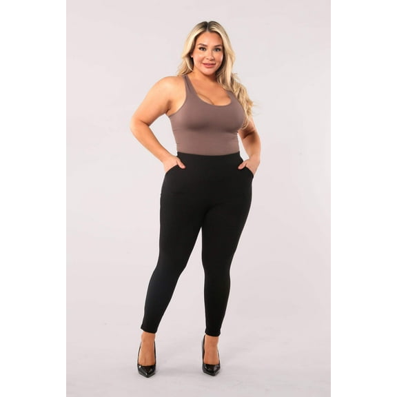 Plus Size Tummy Control Sculpting Treggings - Black