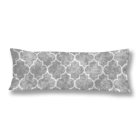Gray Body Pillow ABPHOTO Grey Moroccan Trellis Quatrefoil Four Leaf Clover Body Pillow Covers Case Protector 20x60 inch ()