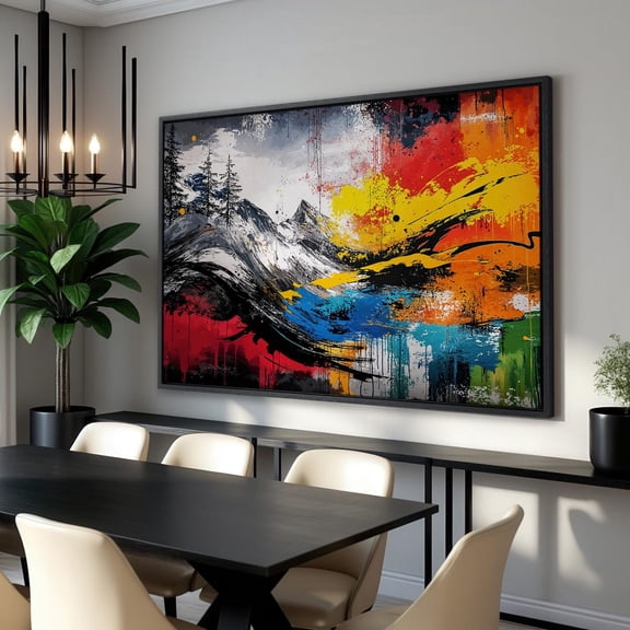 Abstract Mountain Landscape Wall Art Colorful Poster Modern Wall Decor Vibrant Contemporary Artwork Ready To Hang, Unframed Poster Size 8x12