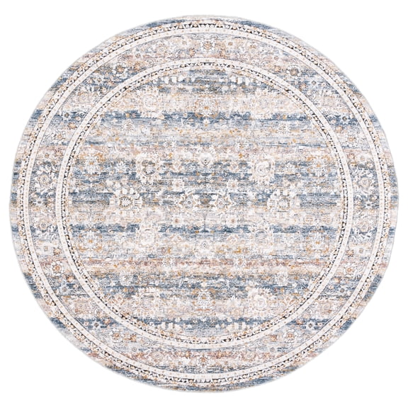 SAFAVIEH Moondust Elyse Oriental Polyester Area Rug, Blue/Grey, 6' x 6' Round