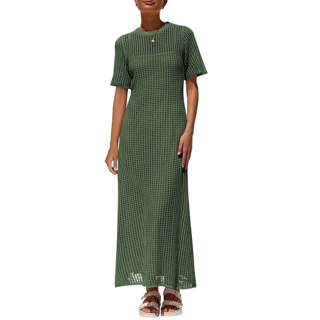 Vestido PRETTYGARDEN 2025 Verano Maxi con Ojal Hollow Out S