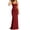 Red, variant on Elegant Shirred Backless Bodycon Midi Dress Smocked Side Slit Chiffon Fashion Black XL