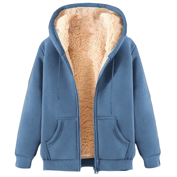 aohooy Mens Fleece Lined Hoodies Zip Up Winter Jackets Sherpa Hooded Sweatshirt Casual Long Sleeve Hoodies Warm Sweatshirts with Pockets Light Blue,XXXL