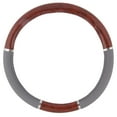 thumbnail image 5 of BDK Dark Wood Grain Steering Wheel Cover for Car, SUV, Van, Premium Syn Leather, Gray,Beige Black Wood, 5 of 8