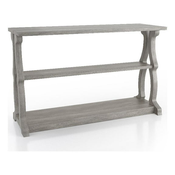 Furniture of America Birch Wood 2-Shelf Console Table in Vintage Gray Oak
