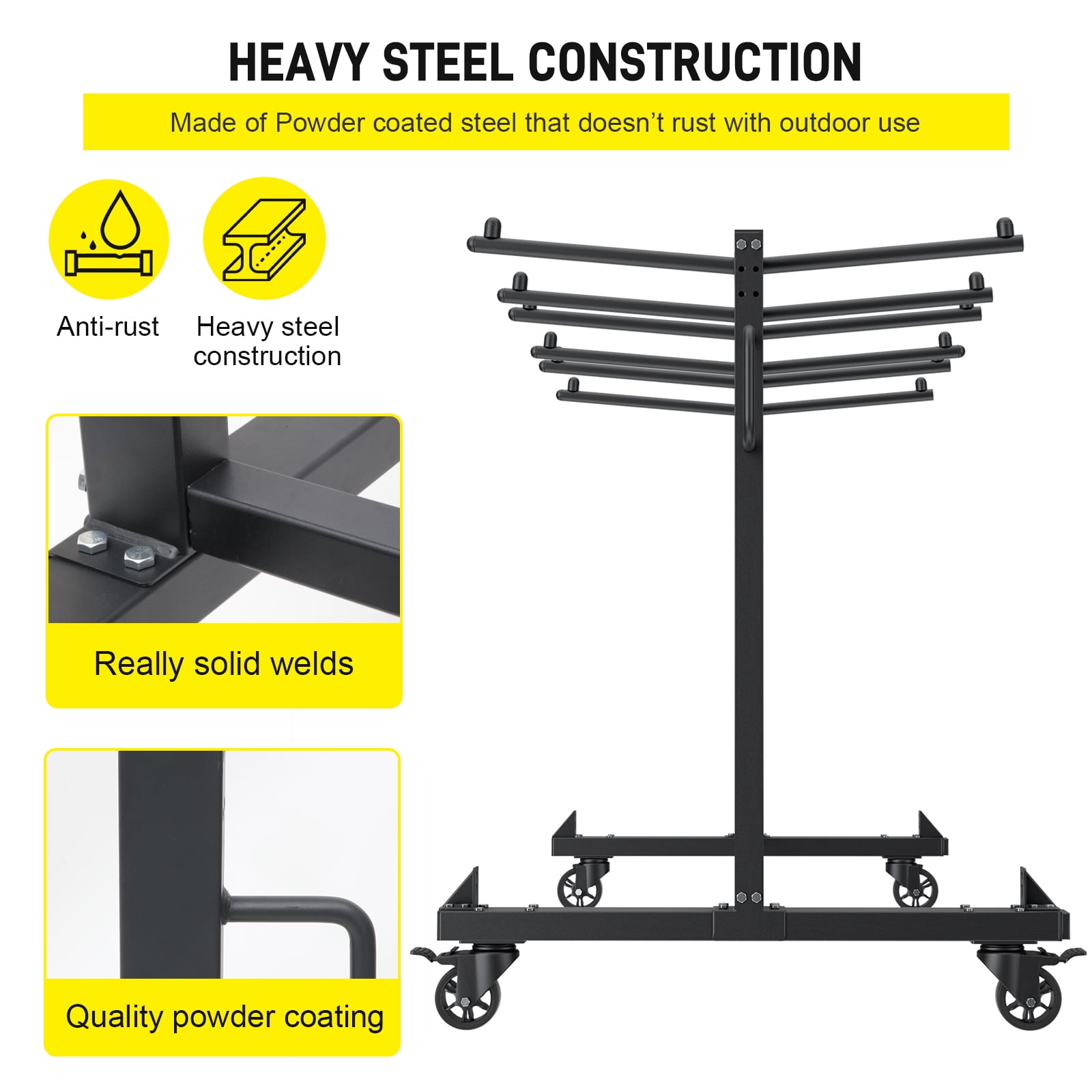 DWALE Black Carbon Steel 63"x33.7"x38.7” Dollies