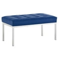 thumbnail image 2 of Loft Tufted Medium Upholstered Faux Leather Bench EEI 3400 SLV NAV by Furniture, 2 of 4
