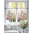 thumbnail image 4 of Spring Floral Semi Sheer Window Curtains 54 Inches Long, Summer Watercolor Botanical Colorful Rod Pocket Voile Silky Chiffon Curtain Light Filtering Drapes for Living Room, Kitchen, 52"x54", 2 Panels, 4 of 9
