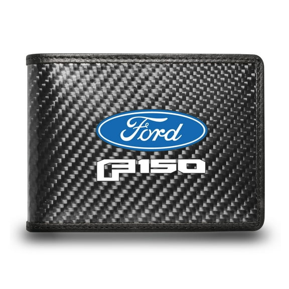 Ford F-150 2015 up Black Real Carbon Fiber Leather RFID Blocking Bi-fold Wallet
