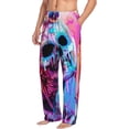 thumbnail image 6 of Fuzoiu Neon Skull With Milkshake Print Men's Pajama Pants,Lounge Pants for Men,Lounge PJ Bottoms,Sleepwear Pants with Drawstring Pockets -Medium, 6 of 6