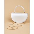 thumbnail image 6 of Women White Textured Half Moon Top Handle Handbag Elegant Evening Purse Wedding Party Bag, 6 of 7