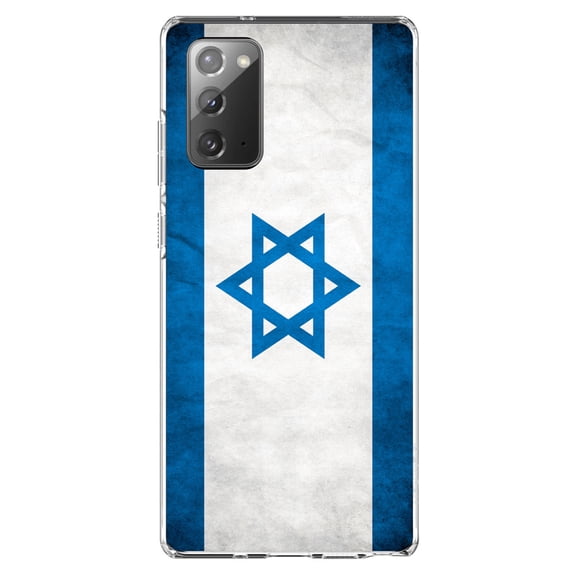 DistinctInk Clear Shockproof Hybrid Case for Galaxy Note 20 ULTRA (6.9" Screen) - TPU Bumper, Acrylic Back, Tempered Glass Screen Protector - Israel Israeli Old Flag - Israel