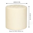 thumbnail image 3 of Adeco  Round Ottoman Upholstered Tufted Faux Leather Footrest Ivory Casual, 3 of 6