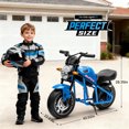 thumbnail image 2 of Track Seven 24V Kids Electric Motorcycle, 300W Electric Dirt Bike Up to 11 Mph, Twist-Grip Throttle, Hand Rear Brake, 14" EVA Tires, Music, Light, Dual Suspension, Motocross Toy for Kids Age 6+, Blue, 2 of 8