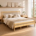 thumbnail image 2 of Leumius Traditional Style King Size Bed with Headboard and Footboard, Pinewood Bed with Strengthened Bed Frame for Teens Adults Natural, 2 of 8