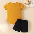 thumbnail image 4 of Coerni Baby Boys Clothes Toddler Summer Outfits Set Letter Print Short Sleeve Romper Tops with Elastic Waist Shorts 2Pcs, 4 of 8