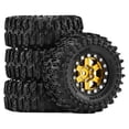 thumbnail image 2 of Fiocias 4 Pieces RC Car Tires Simulation Wheel Tires Model DIY Accessories Aluminum Alloy PP Construction Suitable for RC Crawler Remote Car Toy Replacement Gold, 2 of 8