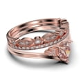 thumbnail image 2 of Gorgeous Minimalist 2.25 Carat Pear Cut Morganite And Diamond Moissanite Unique Engagement Ring, Affordable Wedding Ring, Two Matching Band in 10k Solid Rose Gold Gift For Her Love, Trio Ring Set, 2 of 4