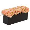 thumbnail image 2 of Nearly Natural Douzaine de Roses en Soie dans un Pot Rectangulaire, Pêche, 2 of 3
