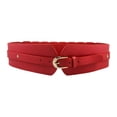 thumbnail image 2 of Women Wide Stretchy Belt PU Leather with Buckle Waist Seal Belt for Jumpsuit Red, 2 of 8