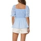 thumbnail image 3 of BLUSA PEPLUM DE MANGA CORTA CON VOLANTES Y CUELLO CUADRADO DE MUJERES INSPIRE CHIC L AZUL CLARO, 3 of 6