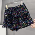 thumbnail image 4 of Glisme Shorts for Women Sequin Embroidery Elastic Waist with Pockets Summer Soft Women Shorts Size L, 4 of 5