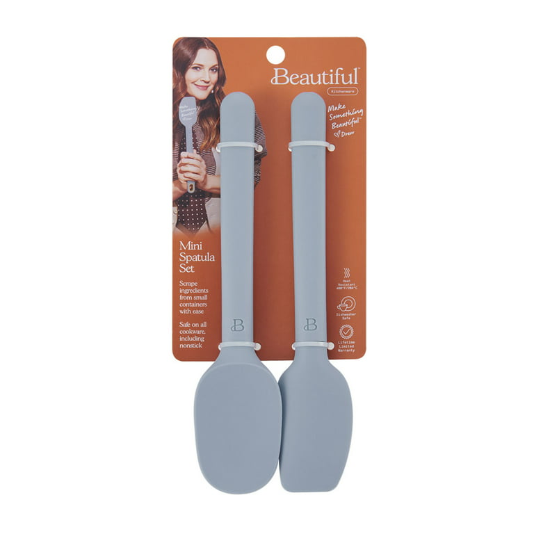 Beautiful By Drew Barrymore Kitchen Utensil 5 Piece Set with Silicone Tools  and Crock, Cornflower Blue