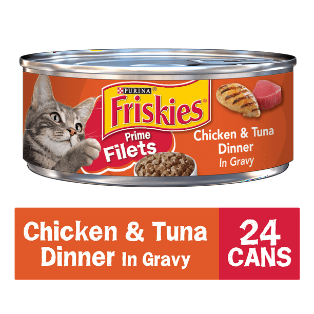 (24 Pack) Friskies Gravy Wet Cat Food, Prime Filets Chicken & Tuna