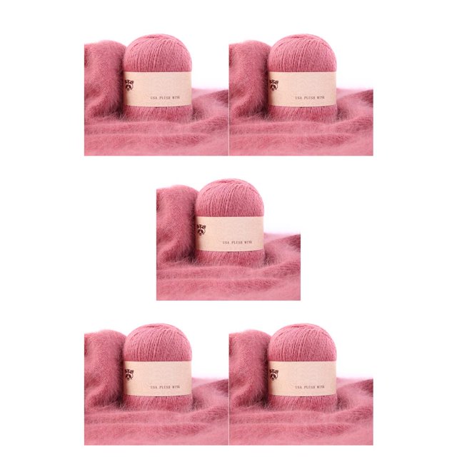 Bewildely Juego de ovillos de lana para tejer de 50g y 20g, suéteres para bebés, Kit de hilo de ganchillo, suministros para tejer, accesorio de Rosado melocotón oscuro 5Conjunto
