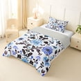 thumbnail image 2 of Homewish Vintage Damask Flowers Twin Comforter Sets,Bohemian Floral Bird Bedding Set,Blue,Light Gray Reversible,2-Piece,1 Comforter and 1 Pillowcase, 2 of 7