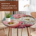 thumbnail image 3 of Pink Spring Floral Round Tablecloth 36-44 Inch Round Fitted Table Cloth with Elastic Edge, White Vintage Flowers Pastoral Waterproof Table Cover Protector for Outdoor Picnic Party Dining, 3 of 6