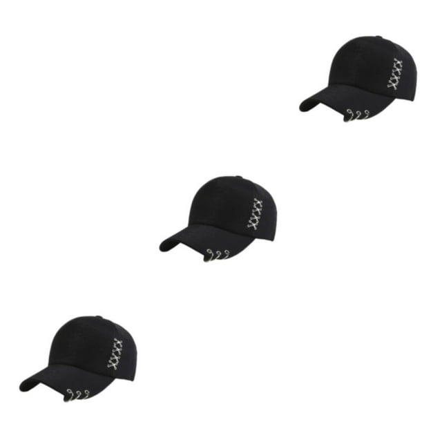 Decodeary Stay Stylish With Adjustable Ring Baseball Cap Any Occasion Cap With Rings Hat On Or Off Duty Match Style Party Black 3Set