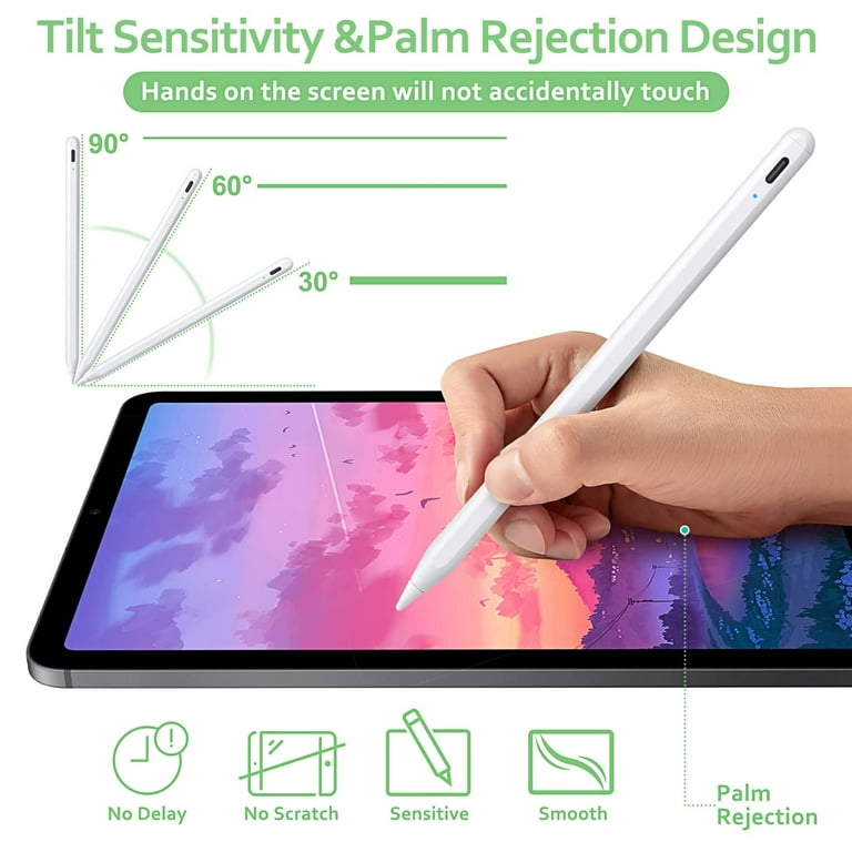 Stylus Pen for iPad 2018-2023, Apple Pencil for iPad 10th/9th/8th/7th Gen,  iPad Mini 6/5th, iPad Pro 11/12.9'',iPad Air 5/4/3rd Gen, iPad Pencil with  Palm Rejection & Tilt Function with 4 Tips (Black) 