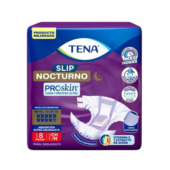 Pañales para adulto Tena Slip Nocturno talla chica/mediana 8 pzas