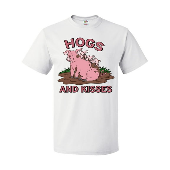 Inktastic Hogs and Kisses with Cute Pig Family T-Shirt