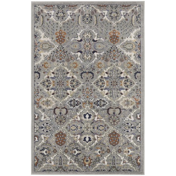 4' x 6' Green and Ivory Floral Power Loom Area Rug
