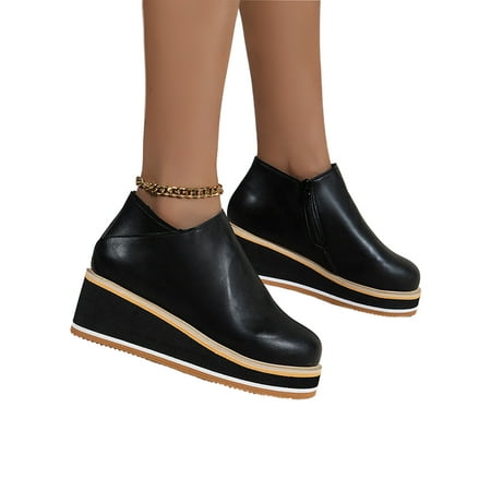 

Tenmix Women Travel Lightweight Casual Shoes Comfort Round Toe Womens Non-slip Low Top Wedges