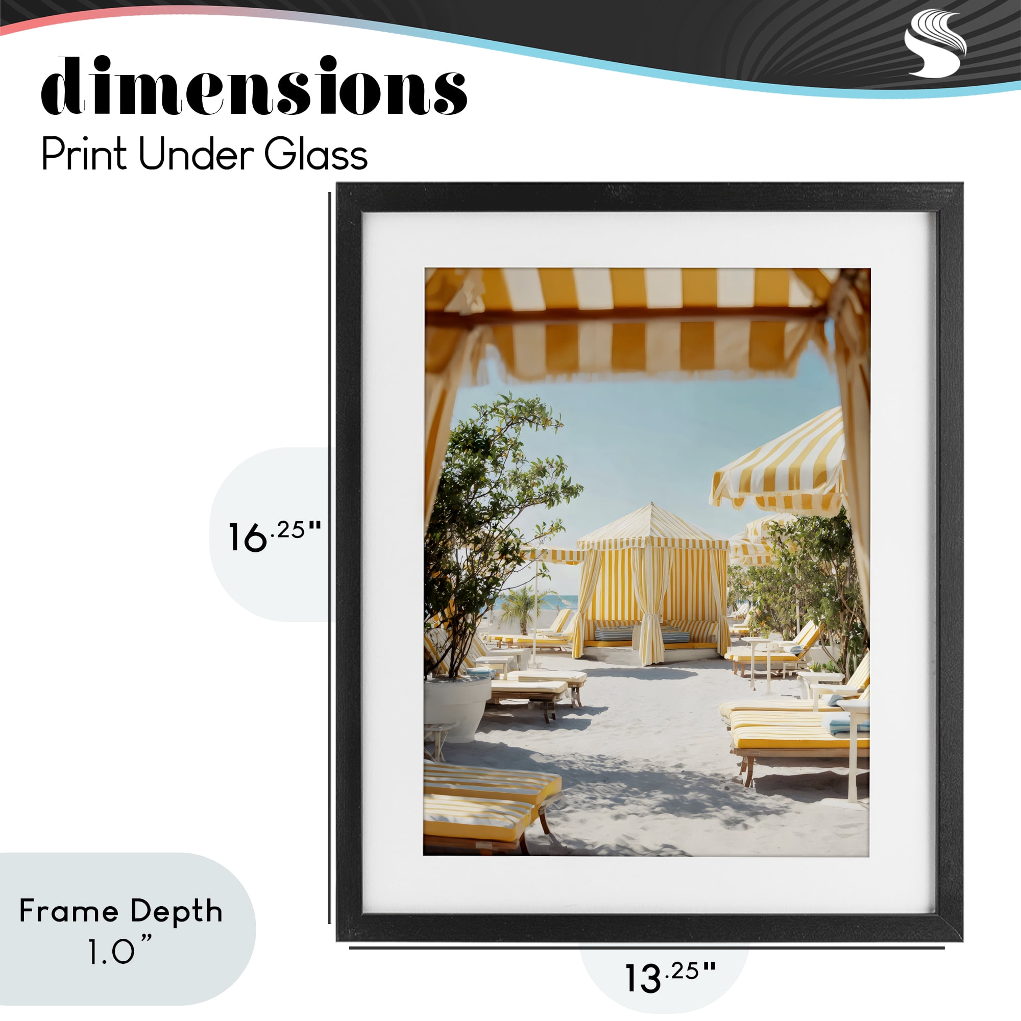 Stupell Industries Yellow Striped Beach Cabanas Black Framed Print Under Glass, design by Franklyn Gregory
