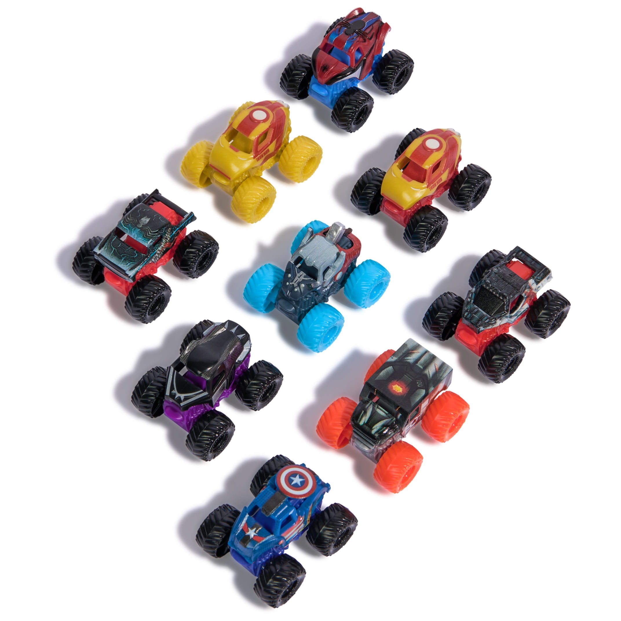 Monster Jam, Marvel Mini 1:87 Scale Monster Truck 3-Pack (Thor, Black Panther, Iron Man)