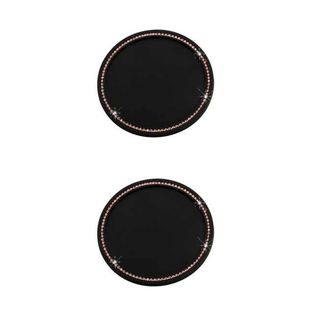 Bewildely Portavasos para coche, posavasos ostentoso, creativo, , con incrustaciones de diamantes de imitación, lindo, elegante, multifunción, diamantes de imitación rosa 2piezas