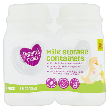 Parent's Choice Milk Storage Containers, 0+ Months, 5 fl oz, 4 (Best Sippy Cup For Breast Milk)