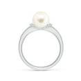 thumbnail image 2 of ANGARA Freshwater Cultured Pearl Ring with Diamond Collar in 14K White Gold for Women | June Birthstone, Birthday, Anniversary, Jewelry Gift for Women | Pearl Ring, 2 of 9