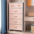 thumbnail image 2 of Vertical Dresser Storage Tower - Sturdy Steel Frame, Wood Top, Easy Pull Fabric Bins, Wood Handles - Organizer Unit for Bedroom, Entryway, Closets - 6 Drawers (Pink), 2 of 8